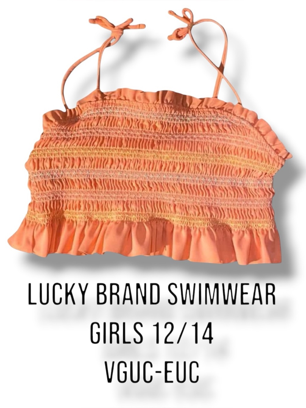 Lucky Brand Smocked Swim Top Coral Women’s XS Small